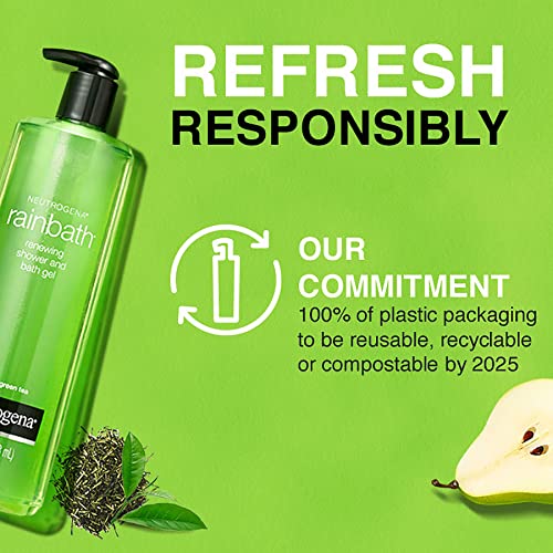 Image of Neutrogena Rainbath Renewing Shower And Bath Gel, Moisturizing Body Wash and Shaving Gel with Clean Rinsing Lather, Pear & Green Tea Scent, 16 fl. oz