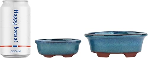 Miniatura 7 de Maceta Bonsái para suculentas, pequeñas macetas esmaltadas, paquete económico de 2 + 4 pantallas de drenaje de malla suave