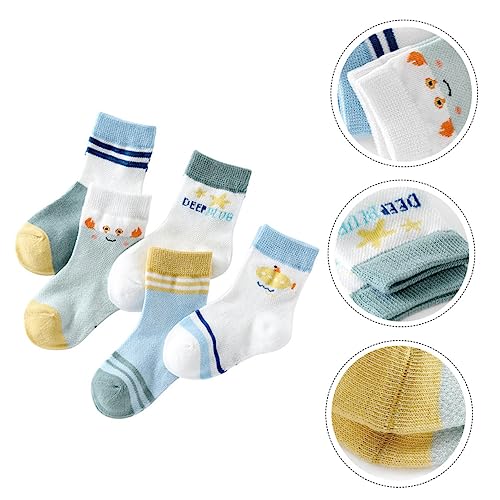 5pair Breathable Mesh Socks for Boys and Girls of Mid-calf Socks Lightweight and Unisex Design for Boys and Girls for Daily Wear Ages3