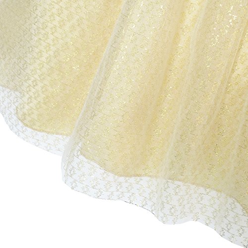 Image of Sunny Fashion Girls Dress Shinning Sequins Beige Tulle Layers Wedding Pageant