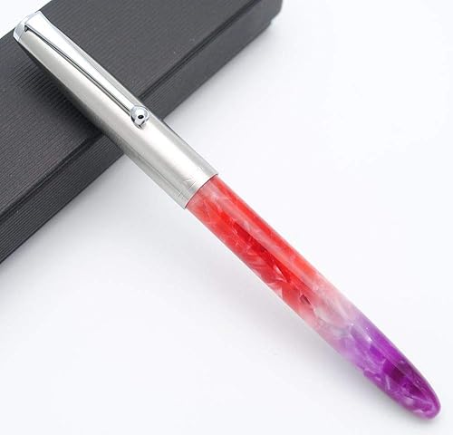 JINHAO 51A Pluma estilográfica acrĂlica de celuloide con tapa de acero (rojo fluorescente, punta extrafina, 0.015 in) JINHAO 51A Pluma estilográfica acrĂlica de celuloide con tapa de acero (rojo fluorescente, punta extrafina, 0.015 in)