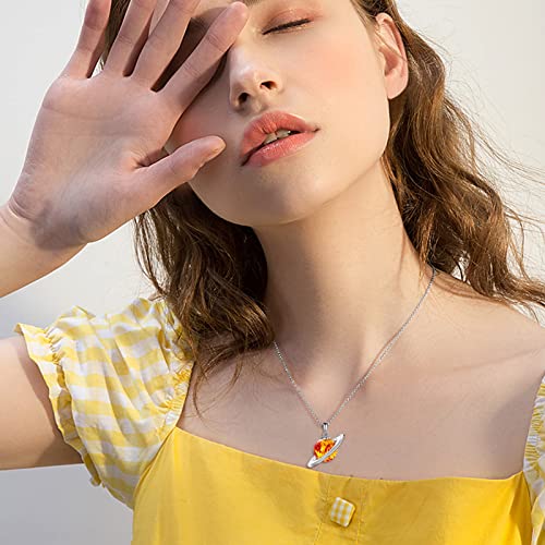 LONAGO Amber Saturn Necklace Cosmic Saturn Planet Pendant Necklace Gift for Women4