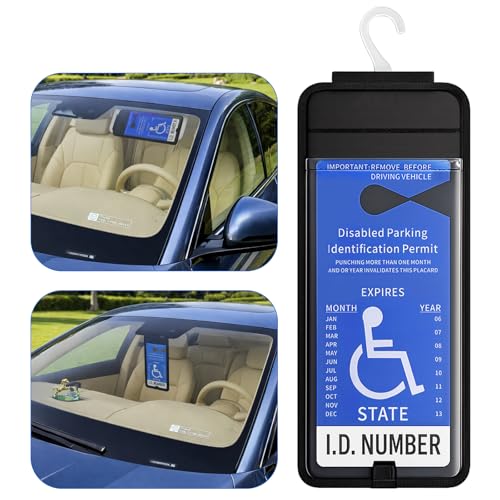 MATWEI Portable Handicap Placard Holder for Auto - Ultra Clear Handicapped Placard Holder Protector Sleeve for Disability Parking(Black