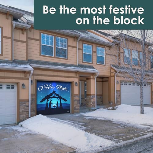 7' x 8' Peaceful O Holy Night Nativity Garage Door Banner - Designed to Move with Door | Sacred Christmas Single Garage Door Decoration by My Door Decor - Image 7