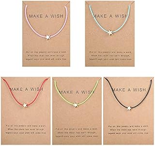 MILACOLATO 5Pcs Friendship Bracelet Set with Message Card Make a Wish Adjustable Bracelet Star Heart Handmade Bracelet Simple Fashion Women Jewelry Gifts