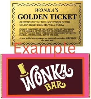 Custom made Wonka Bar Themed Novelty Chocolate Bar Wrapper + Golden Ticket, Wonka Bar,Joke, Funny Gift, Birthday, Hamper etc……