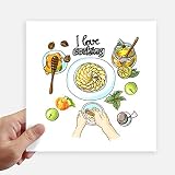 DIYthinker J'aime la Cuisine a été battu Oeufs Miel Autocollant carré de 20 cm Mur Valise pour Ordinateur Portable Motobike Decal 4Pcs 20cm x 20cm Multicolor