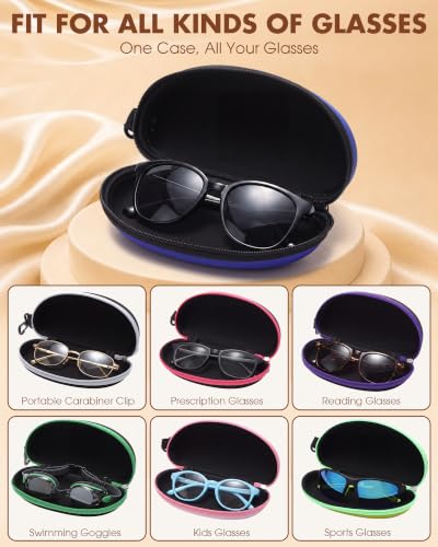 Image of Treela 24 Pcs Sunglasses Case Portable Travel Hard Shell Zipper Frame Summer Eyeglasses Case with Plastic Hook for Women Men