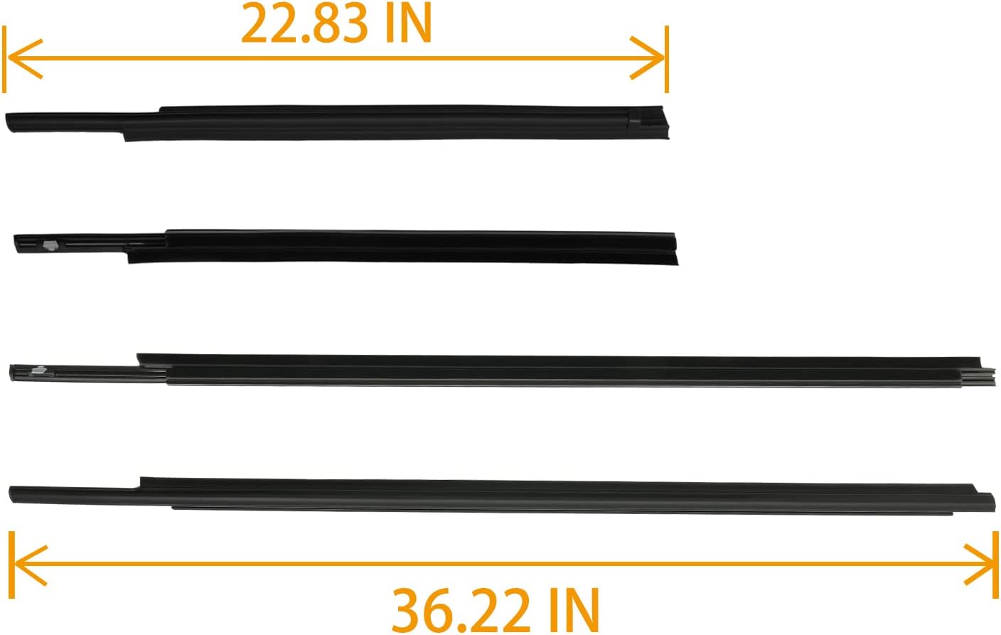 Window Trim Seal, Weatherstrip Belt Set, Compatible with 2007-2020 Toyota Tundra Double Cab (only), Replaces# 68160-0C020 68210-0C020 68163-0C010 68164-0C010, Door Window Weather Stripping (4PCS)