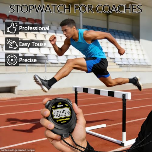Stopwatch Timer with Countdown, Simple Operation Digital Stop Watch for Sports, Countdown-Alarm Button-Sound, AAA Battery Included (Black) - Image 4