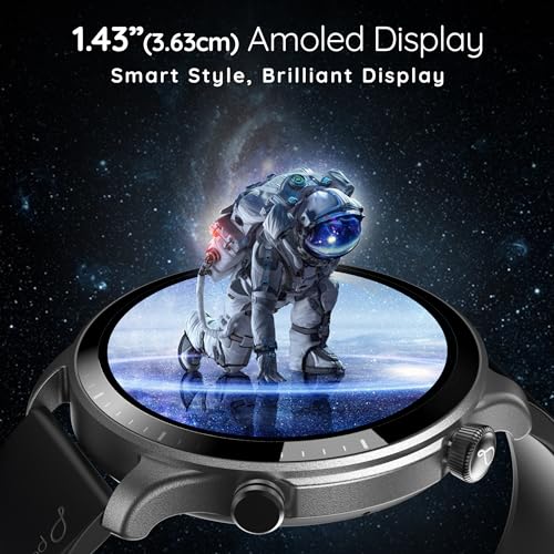 Image of Pebble Cosmos Luxe 3 | 1.43 inch Amoled Display | BT Calling Smart Watch for Men | Health Suite | Multiple Watch Faces