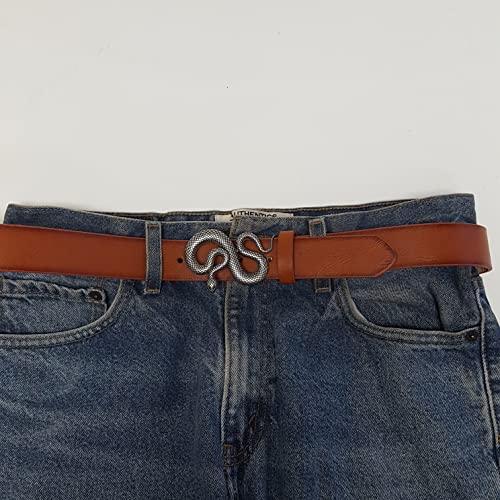 Generic Unisex-Adult Brown Snake Buckle Belt, 1.35" Width, Faux Leather, Animal Print, Golf Style2