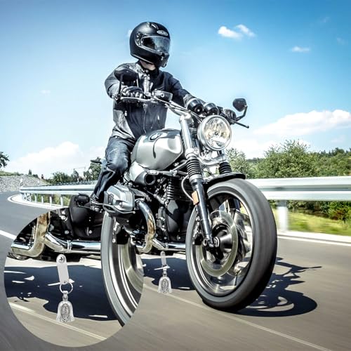 Image of Motorcycle Bell Guardian Angel Charm - Weather-resistant Good Luck Gremlin Bells With Gift Box, Legend Card, Keychain