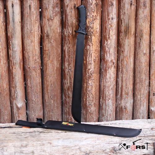 Xforst Machete MTB mit Sägeblatt, gesamtlänge 60,5 cm. Mit rutschfestem Gummi-Griff und feststehender Klinge. Für Outdoor, Survival und Bushcraft.