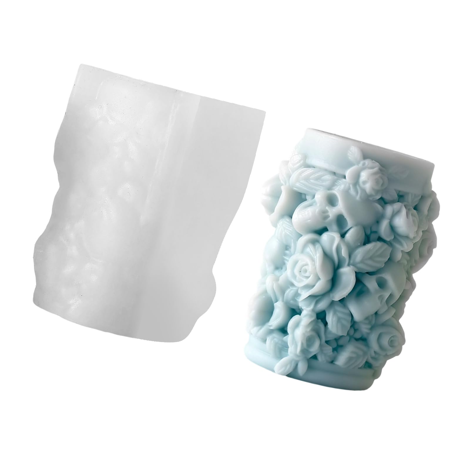 Tsophreniq Cylinder Shape Rose Skull Safe Silicon for Craft and Enthusiasts Artistics Skull Rose
