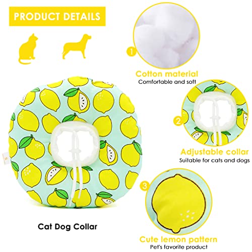 Image of Qpets Cat Cone Collar Comfy & Soft Stuffed PP Cotton Adjustable Size Machine Washable, After Surgery for Anti-Licking Dog Cone Collar,Surgery Recovery Collar for Pet (S :12-22cm)