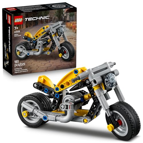 LEGO Technic Yellow Motorcycle Toy - Building Toy for Boys & Girls, Ages 7+ - Model Kit with...