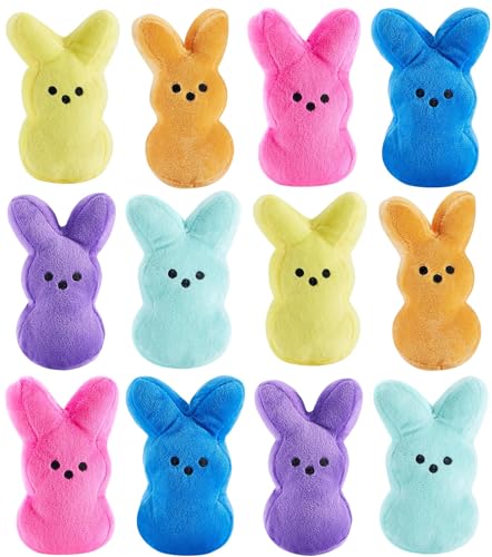 PERUKOYO 12PCS Easter Bunny Stuffed Plush,Easter Basket Stuffers Toys for Kids,Easter Bunny Bulk Stuffies Animals Plushie,Easter Egg Fillers,Easter Gifts for Kids Boys Girls Toddler