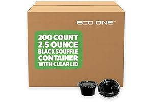Eco One® Leak-proof 2.5oz Black PET Sauce Cups with Lids (100 Count)