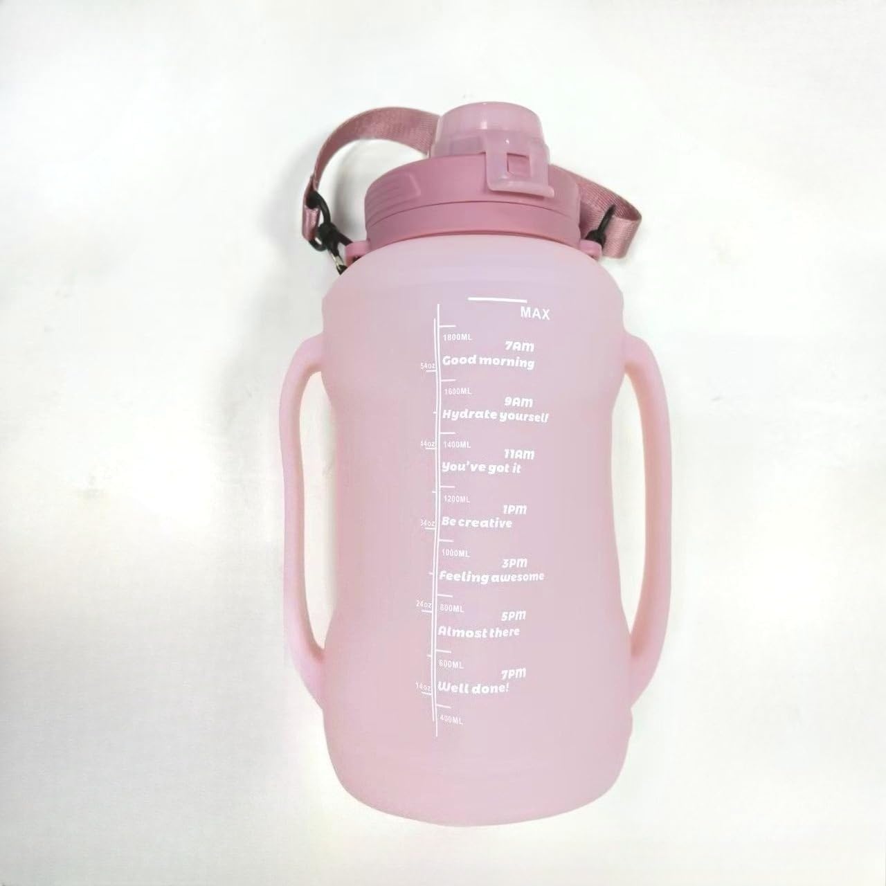 64oz Collapsible Silicone Water Bottle with Straw, BPA-Free,Foldable Water Jug with Handle for Gym, Hiking, Camping,Fishing (Pink) image 2