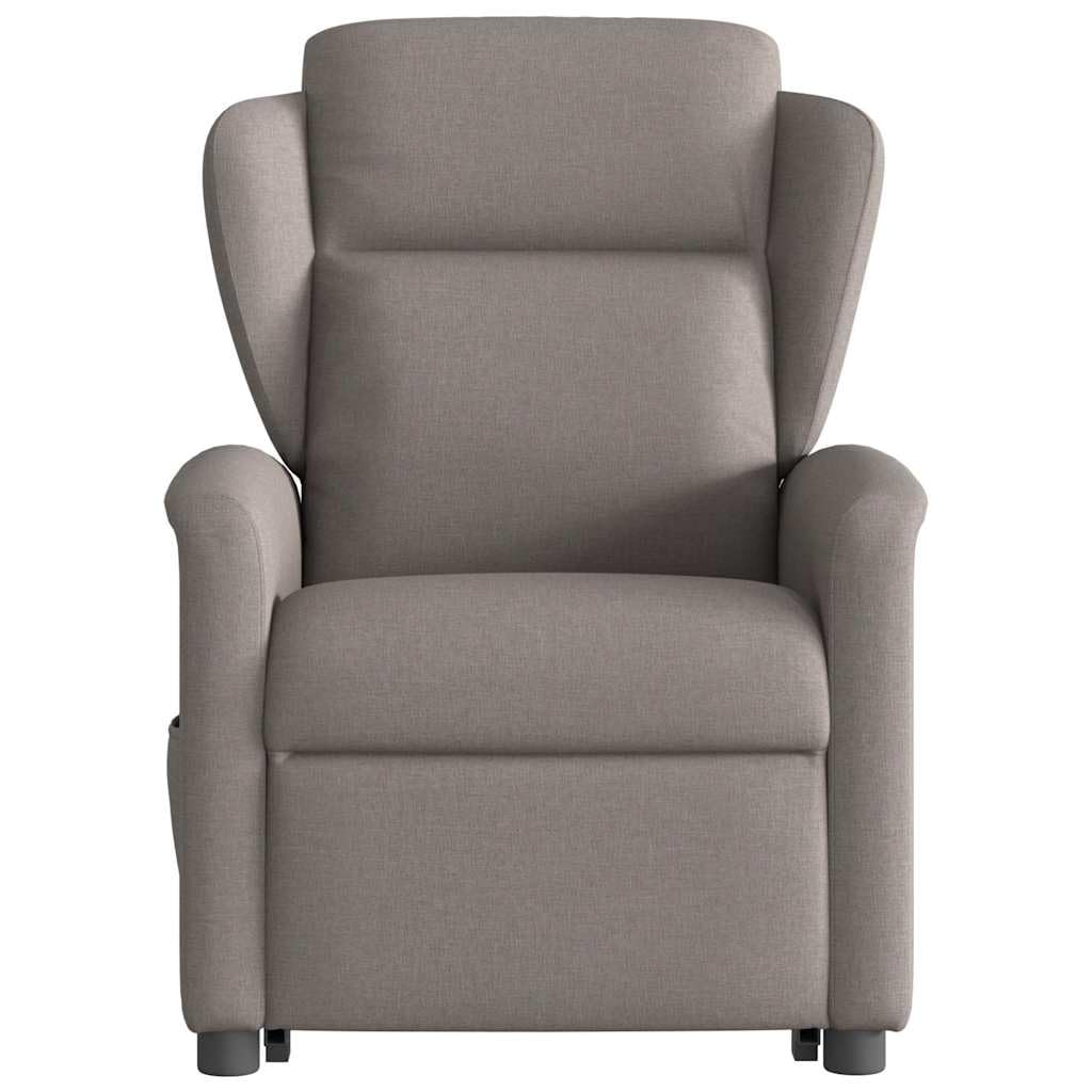 Sillón elevador eléctrico reclinable de tela gris con 6 puntos de vibración, función de elevación e inclinación de 135°, estructura estable y bolsillo lateral