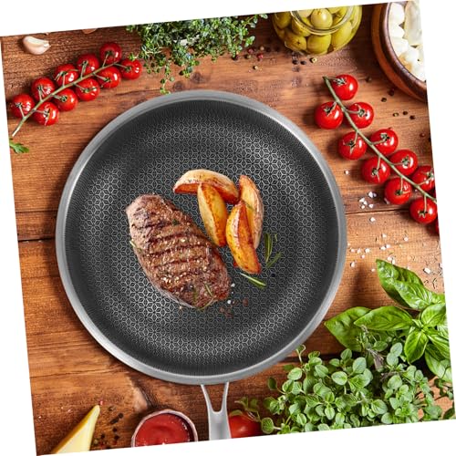 Wok tradicional de acero inoxidable con patrón de panal miniatura 6