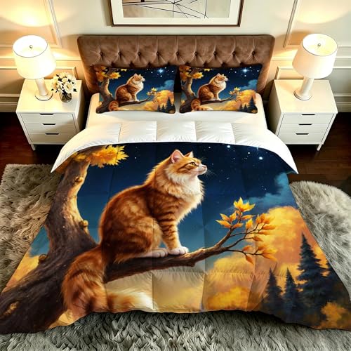 ZZXHG Nórdico de Tamaño Gigante | Gato Infantil, Edredón Mullido y Transpirable, Sustituto Edredón de Plumas, con 2 Fundas de Almohada, para Cama de 180 cm_A20184