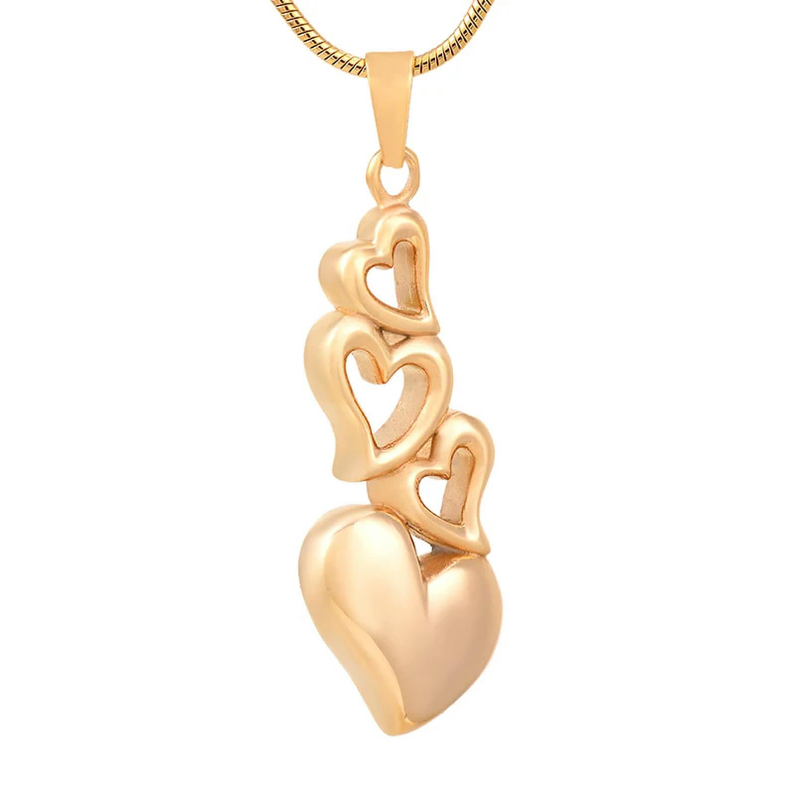 Collier funéraire pour cendres en acier inoxydable doré, pendentif urne avec gravure