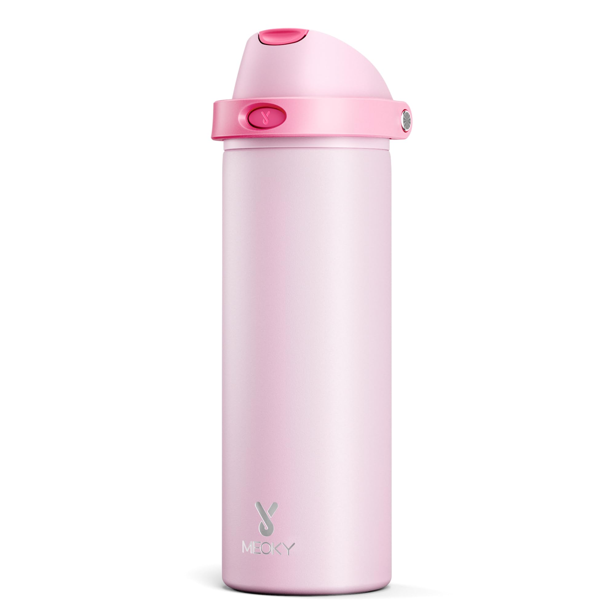 24 oz insulated water bottle for sports: meoky stainless steel water bottle with 2-in-1 straw and spout lid - leak proof, cold for 24 hours, fits in car cup holder, bpa-free for women travel, blush