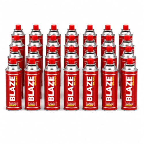 Image of Premium Portable Butane Gas (Pack of 28) Canister, Cylinder Pure Cartridges Flame Torch Camping Stove High Pressure Can Perfect for Camping & Outdoor Cooking Picnics and Traveling | Butane Gas