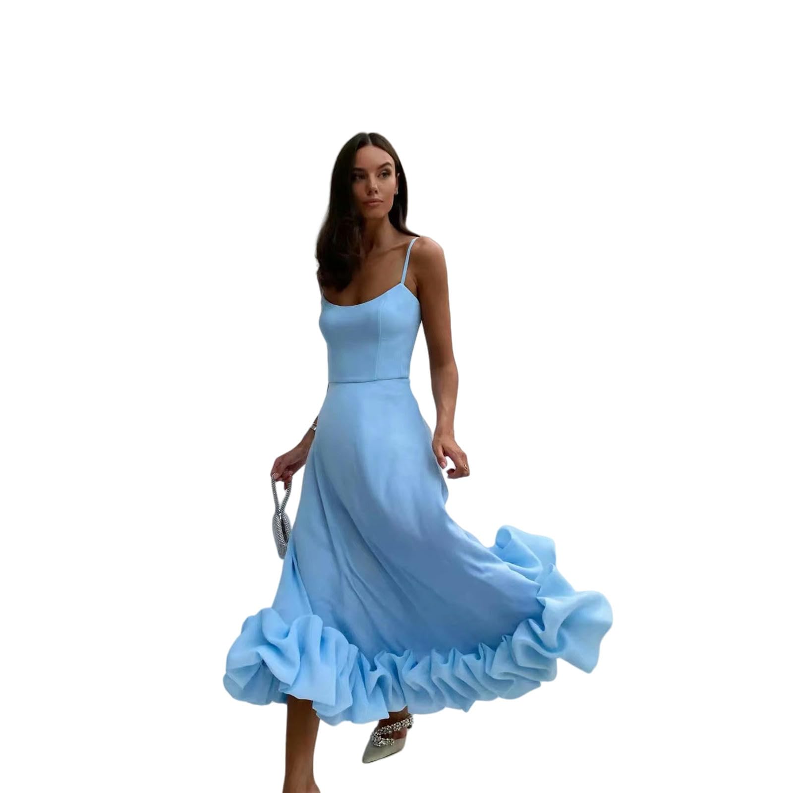 Vestidos de Verano Vestidos Largos de Verano Femeninos Vestidos Casuales de Tirantes Delgados Vestidos de Vacaciones Vestidos de Playa, HUTALIM, Azul, s