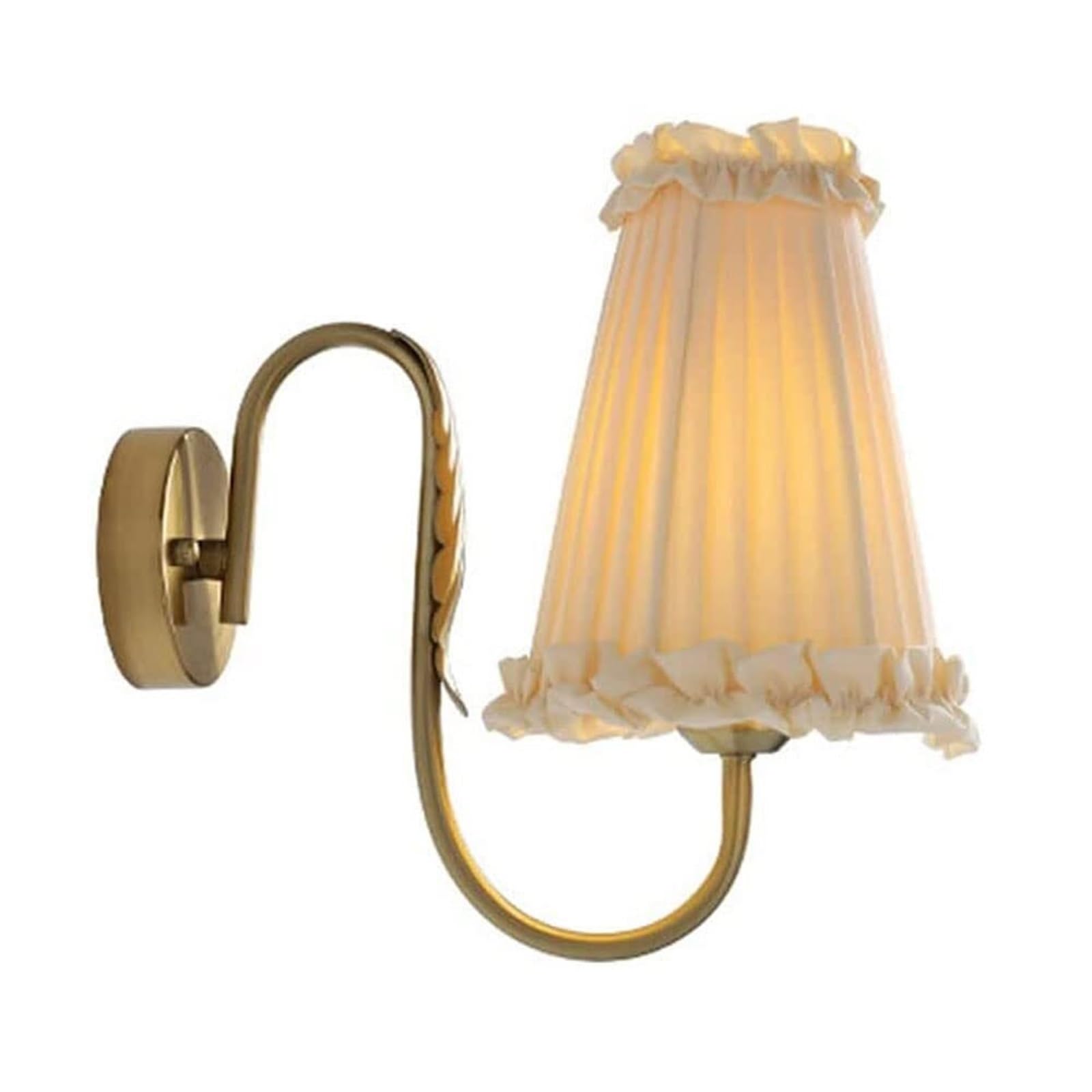 HPTHLY Nordic Style E27 Metal Indoor Wall Sconce With Simple Gold Finish, Pleated Fabric Shade Wall Light Fixture, Bedroom Hallway Home Wall Lamps, Decorative Wall Mo