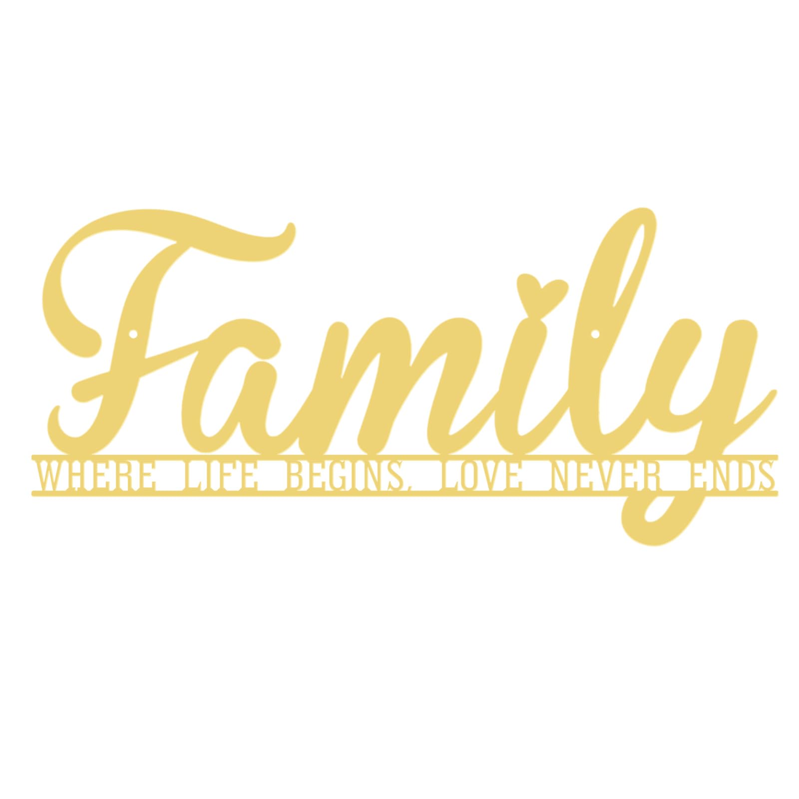 AHYS Family Wall Decor Rustic Metal Family Signs for Farmhouse Home Living Room Bedroom Decor - Gold