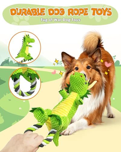 Image of Jeefome Interactive Squeaky Dog Chew Toy,Plush Dog Rope Toys for Small Medium and Large Dogs,Tug of War Dog Toys to Keep Them Busy,Training Reward Gift,Teeth Cleanin
