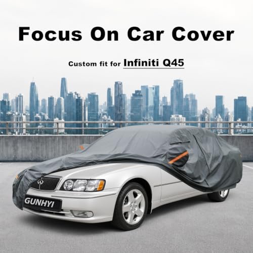 Image of GUNHYI Premium Car Cover Custom Fit Infiniti Q45, 16 Layers Heavy Duty Car Cover Waterproof All Weather with Zipper Door for Sun Rain Snow Dust Uv Protection