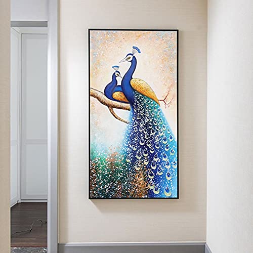 Peinture au diamant paon bleu pour sublimer le mur de votre salon - 2