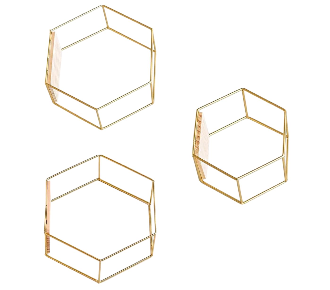Photo 1 of wfljl Hexagon Floating Shelves 3-Pack (6.7-11in) | Decorative Wall Mounted Hexagon Shelf, Multi-Use Geometric Metal Shelving for Living Room, Bedroom, Kitchen, Office
