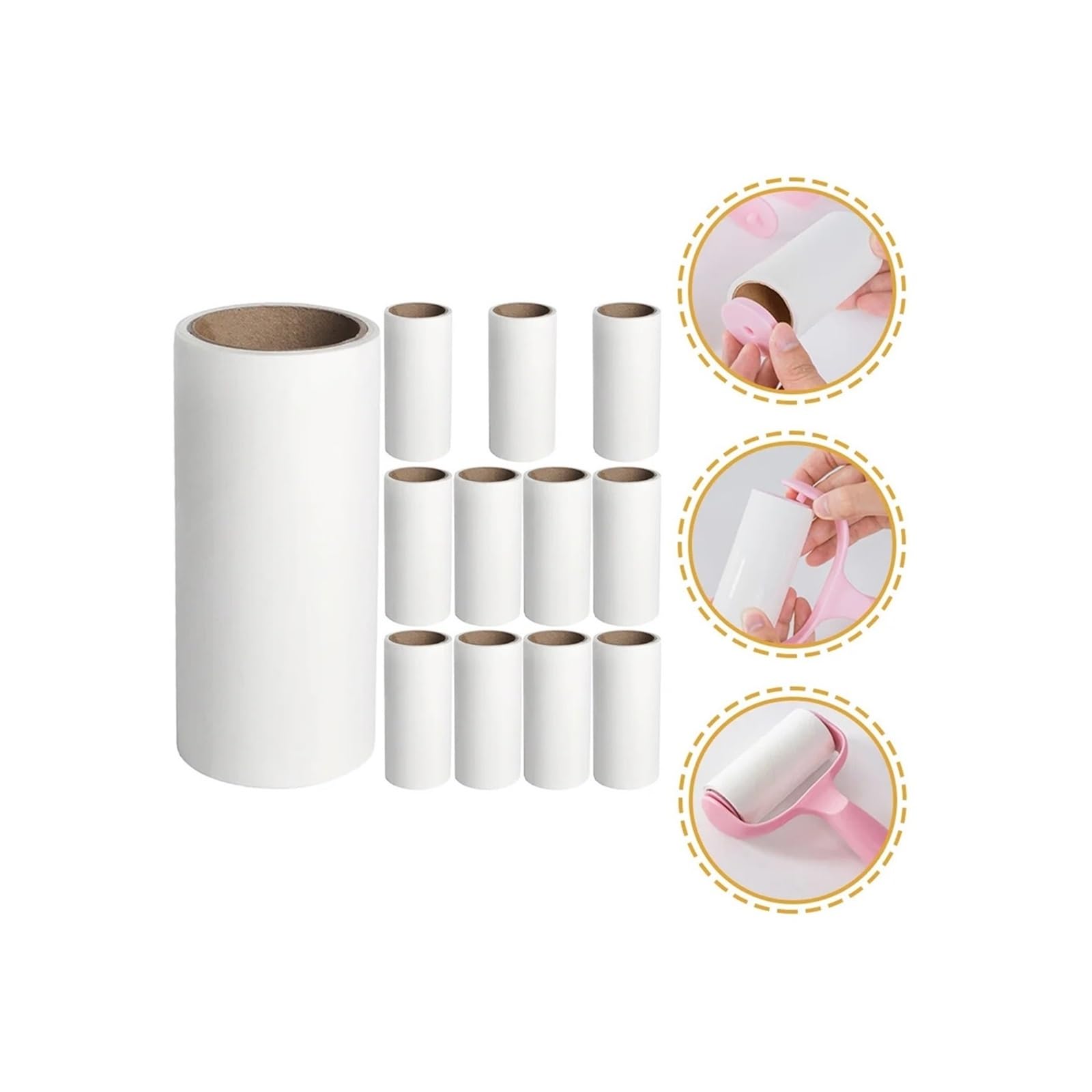 Fusselrolle 16-teiliges Fusselroller-Klebepapier-Set | Pflegewerkzeug-Entferner, tragbarer Haarreiniger for Sofa, Auto, Bettwäsche, Teppich(10.00X4.50X4.50CM)