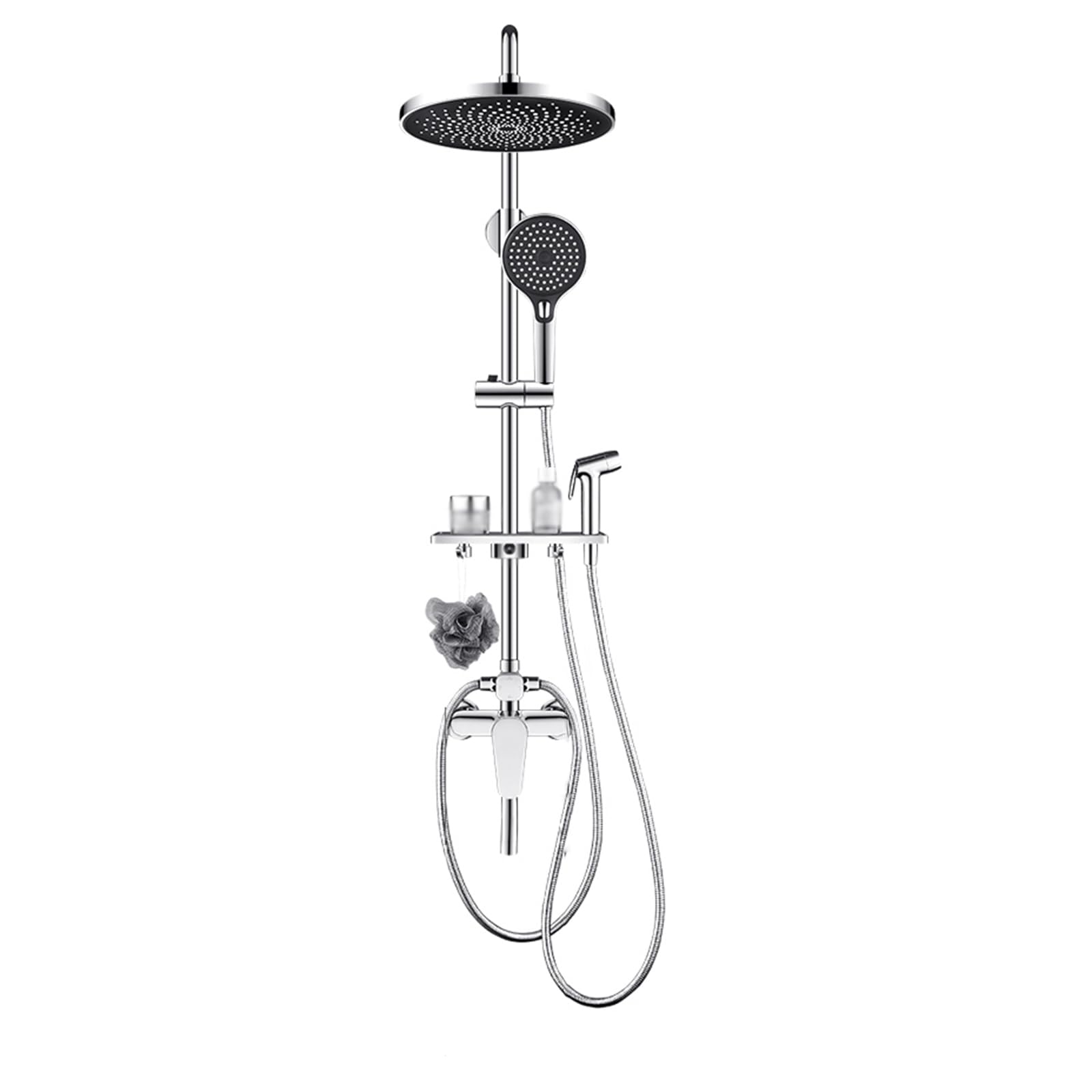 JYBNBBE Rain Shower Head and Hose Set for Mixer Taps, Wall Mounted, Mixer Shower Bar and Shower Head, Rainfall Shower Head and Hose Set for Bath Chrome