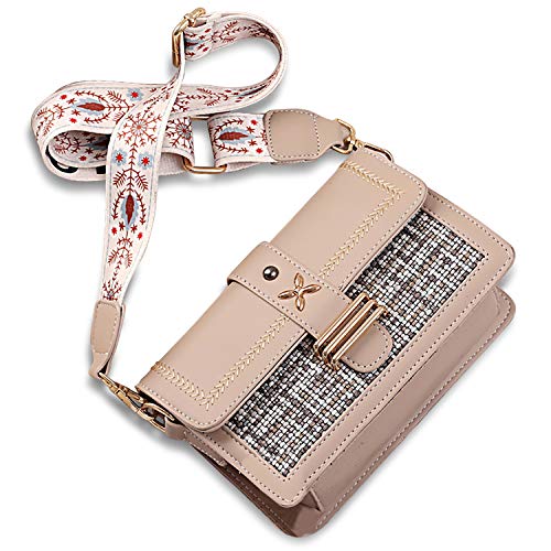 Myhozee Bolso de Hombro Pequeño - Bolso Bandolera Mujer - Cuero PU Mensajero Crossbody Bag - Bolsos de Mujer Bolso Mano Zip Embrague Clutch - Rosado