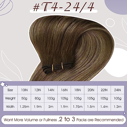 Image of Full Shine Weft Hair Extensions Human Hair 20 Inch 105G, Ombre Brown Weft