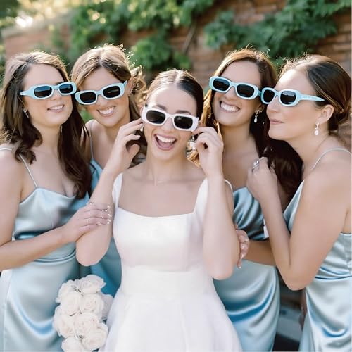 Bride's Babes Bachelorette Sunglasses, Bridesmaid Sunglasses,10 Pack Rectangle Team Bride glasses for Bachelorette Party3