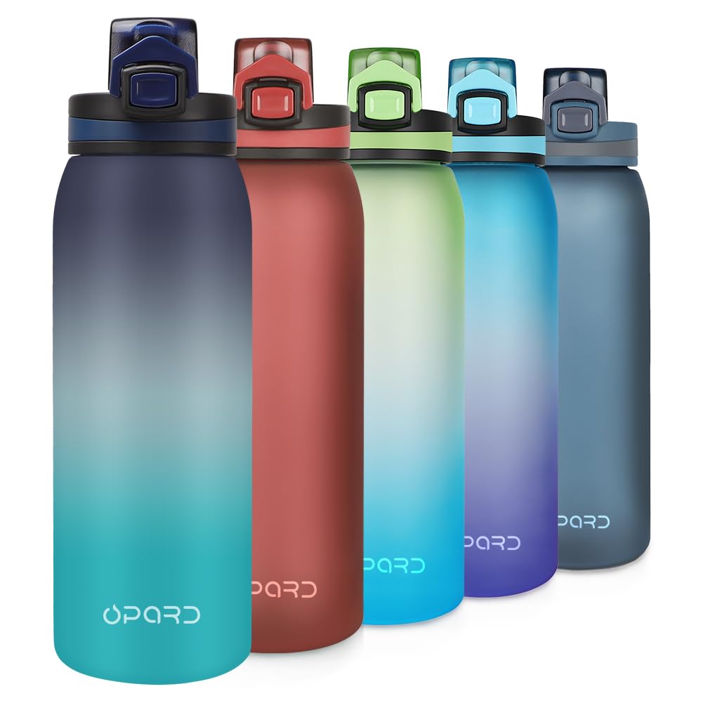 Opard Sports Water Bottle 900ml Leak Proof Flip Top BPA Free Tritan Plastic Drinking Bottle for Gym, School, Outdoor