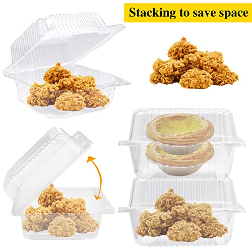 Qyyiguf PW15 100 Pcs Clear Hinged Plastic Containers With Lids,Individual Cake Slice Containers,Square Plastic Food Container,Disposable Clamshell Take Out Containers thumb #3