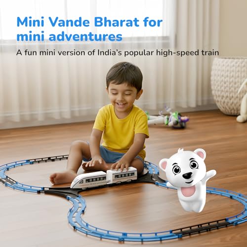 Image of Lifelong Vande Bharat Toy Train 43 Pcs Track Set for Kids, Electric Toy Train Set, 2 AAA Battery Toy Train, Lights & Sounds, Multi-Layout Train Track Toy Train Set for Kids 1-8 Yrs (LLCRCT02)