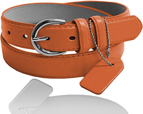 Eurofashion Women's Premium Leather Skinny Belt - BU5546 - Orange - X-Large - Main Image