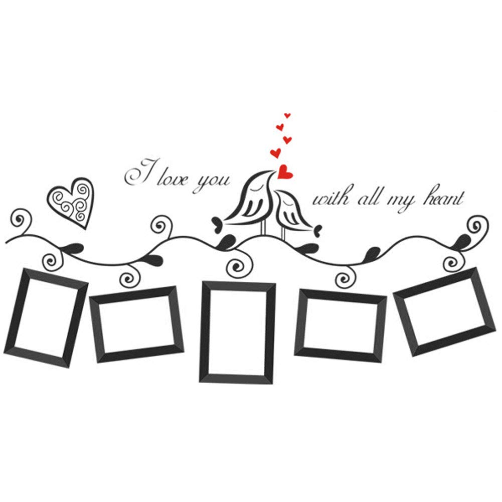 Lankater Black Family Tree Wall Decal Multi Photoes Frames Quote Sticker Art Mural Home Decor