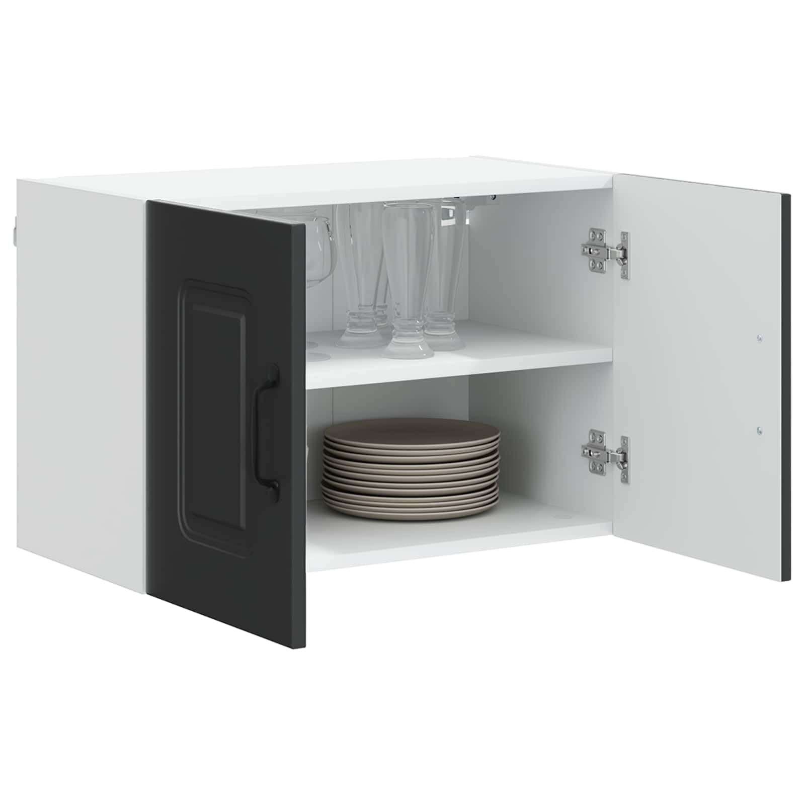 Armadio da cucina in legno nero, 2 pezzi, 60 x 31 x 40 cm, con 4 ante e ripiani, armadio multiuso per riporre oggetti, autoportante per cucina, cantina, dispensa, piano di lavoro