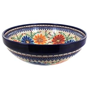 Blue Rose Polish Pottery Autumn Burst Large Serving Bowl