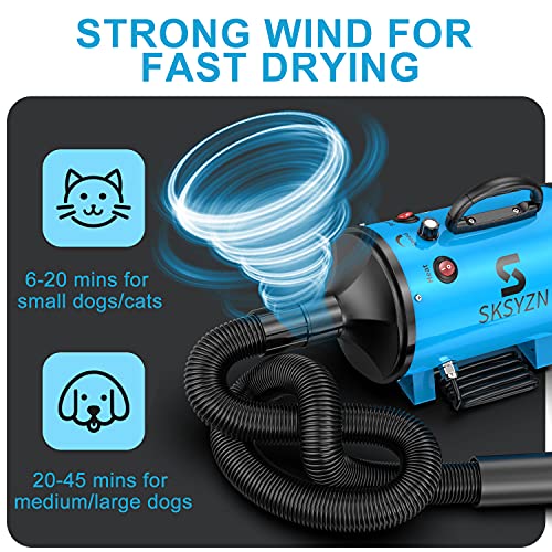 SKSYZN Dog Dryer 3200W/4.3HP Motor Stepless Adjustable Speed Dog Hair Dryer, Pet Dog Grooming Dryer Blower with 98.4… - Image 3